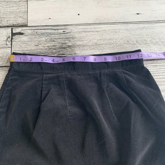 Vintage 80s 90s Black Velvet High Rise Straight Pencil Skirt - Picture 9 of 11